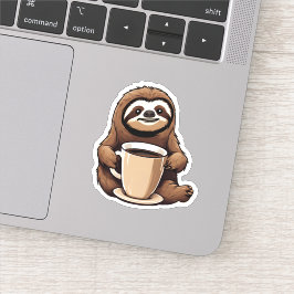 Schattigee Luiaard met Koffie Waterdicht Sticker