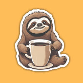 Schattigee Luiaard met Koffie Waterdicht Sticker