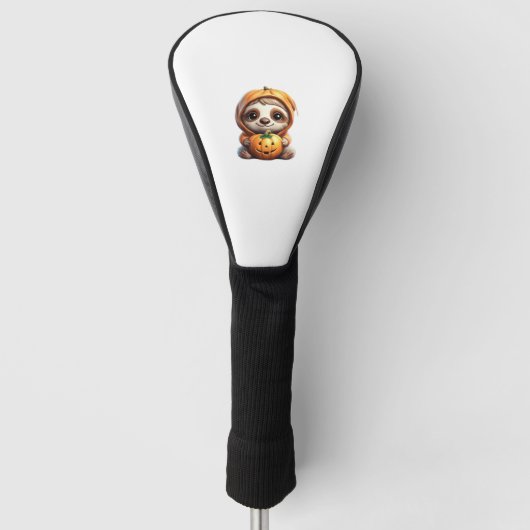 Schattigee luiaard met pompoen Halloween Cartoon V Golfheadcover (Voorkant)