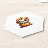 Schattigee luiaard met pompoen Halloween Cartoon V Kartonnen Onderzetters (Schuin)