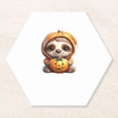 Schattigee luiaard met pompoen Halloween Cartoon V Kartonnen Onderzetters (Voorkant)