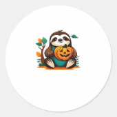 Schattigee luiaard met pompoen Halloween Cartoon V Ronde Sticker (Voorkant)