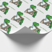 Schattigee luiaard met verjaardagsfeestballonnen cadeaupapier (Hoek)