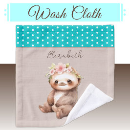 Schattigee luiaard Naam toevoegen Polka dots turqu Washandje