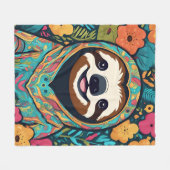 Schattigee luiaard omringd door bloemen fleece deken (Voorkant (Horizontaal))