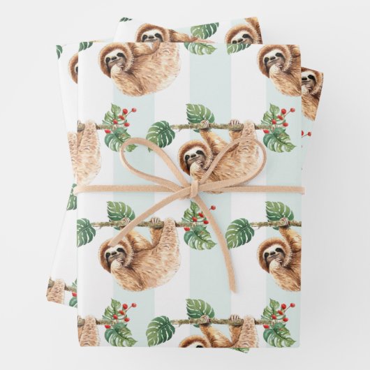 Schattigee luiaard ondersteboven hangen Waterverf Inpakpapier Vel (In situ)