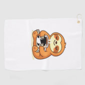 Schattigee luiaard Ontspannen met Hot Coffee Premi Golfhanddoek (Horizontaal)