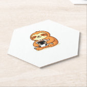 Schattigee luiaard Ontspannen met Hot Coffee Premi Kartonnen Onderzetters (Schuin)