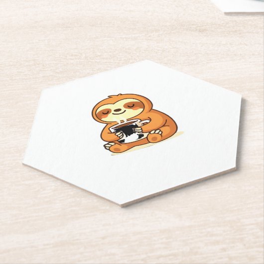 Schattigee luiaard Ontspannen met Hot Coffee Premi Kartonnen Onderzetters (Schuin)