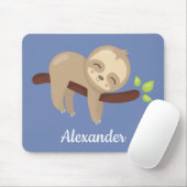 Schattigee luiaard op boom Kawaii Dierenillustrati Muismat (Met muis)