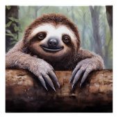 Schattigee luiaard op boom perfect poster (Voorkant)