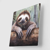 Schattigee luiaard op boom vierkante klok (Hoek)