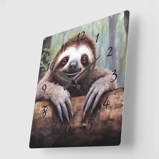 Schattigee luiaard op boom vierkante klok (Hoek)