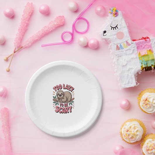 Schattigee Luiaard op Branch met Speels Papieren Bordje (Feest)