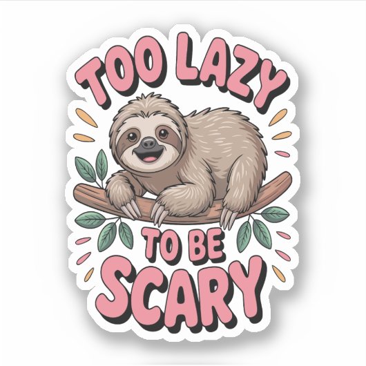 Schattigee Luiaard op Branch met Speels Sticker (Voorkant)