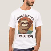 Schattigee luiaard "Progress Not Perfection" grafi T-shirt (Voorkant)
