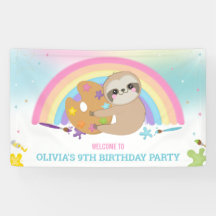 Schattigee luiaard regenboogverf kunst verjaardags