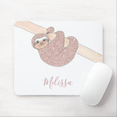 Schattigee Luiaard Roos Gouden Glitter Custom Muismat (Met muis)