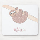 Schattigee Luiaard Roos Gouden Glitter Custom Muismat (Voorkant)