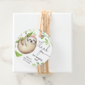 Schattigee luiaard roze groen groen blad bedankjes labels (In situ)