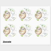 Schattigee luiaard tropisch groen groen blad ronde sticker (Vel)