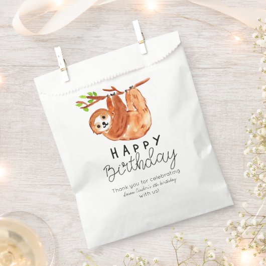 Schattigee luiaard verjaardagsgunst tas bedankzakje (Geknipt)