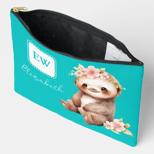 Schattigee luiaard Voeg initialen naam turquoise Etui (Open)