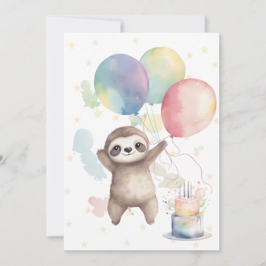 Schattigee luiaard Waterverf ballonnen wild een ve Kaart (Achterkant)