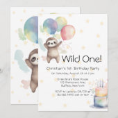 Schattigee luiaard Waterverf ballonnen wild een ve Kaart (Voorkant / Achterkant)