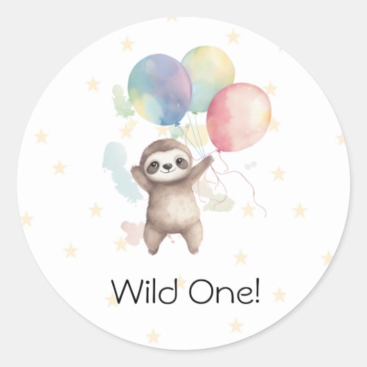 Schattigee luiaard Waterverf ballonnen wild een ve Ronde Sticker (Voorkant)