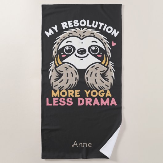 Schattigee Luiaard Yoga Strandlaken - Meer Yoga Mi (Voorkant)