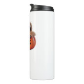 Schattigee luiaard zit in een pompoen. Tekst Happy Thermosbeker (Geroteerd rechts)