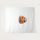 Schattigee luiaard zit in een pompoen. Tekst Happy Wandkleed (Voorkant (horizontaal))