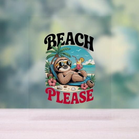 Schattigee luiaard zomertijd acryl bord (Neutraal)