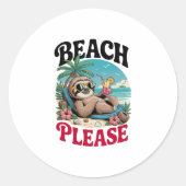 Schattigee luiaard zomertijd ronde sticker (Voorkant)