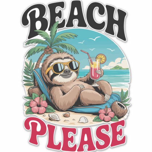 Schattigee luiaard zomertijd sticker (Voorkant)