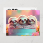 Schattigee luiaards bij elkaar briefkaart (Voorkant / Achterkant)