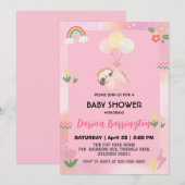 Schattigee luiaards Flower balloon baby shower par Kaart (Voorkant / Achterkant)