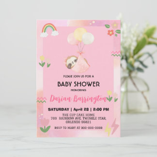 Schattigee luiaards Flower balloon baby shower par Kaart