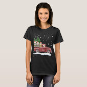Schattigee luiaards met rode truck grappig kerstca t-shirt (Voorkant volledig)