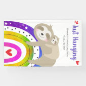 Schattigee Luiaards Regenboog Baby shower Fun Mode Spandoek (Horizontaal)