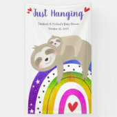 Schattigee Luiaards Regenboog Baby shower Fun Mode Spandoek (Verticaal)