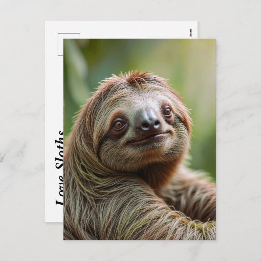 Schattigee luiaardsteun feestdagenkaart (Voorkant / Achterkant)