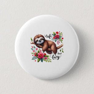 Schattigee Luie Luiaard Bloemen Ronde Button 5,7 Cm