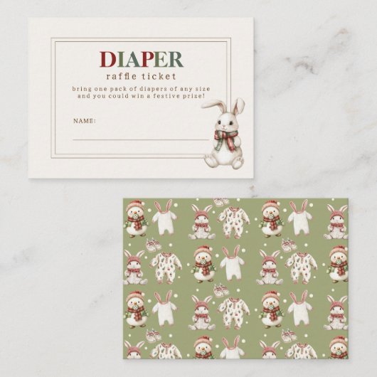 Schattigee Luier Raffle Ticket van Winter Baby sho Informatiekaartje (Voorkant / Achterkant)