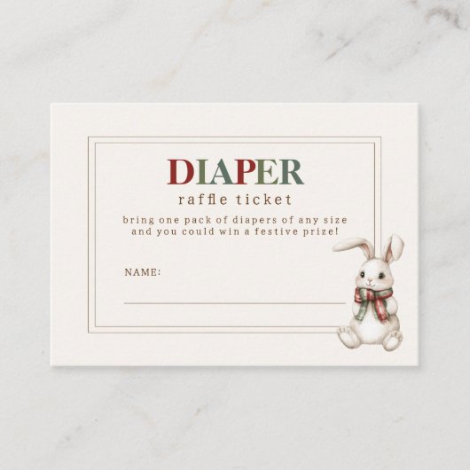Schattigee Luier Raffle Ticket van Winter Baby sho Informatiekaartje (Voorkant)
