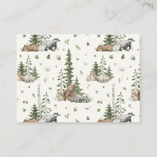 Schattigee luier Raffle Woodland Waterverf Baby sh Informatiekaartje (Achterkant)