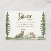 Schattigee luier Raffle Woodland Waterverf Baby sh Informatiekaartje (Voorkant)