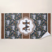 Schattigee luiken aangepaste naam monogram strandlaken (Voorkant)