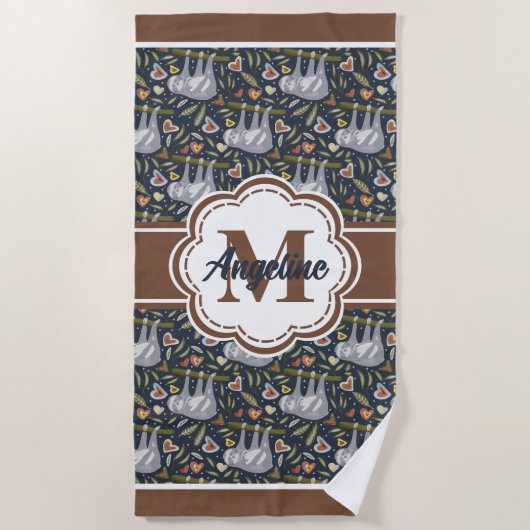 Schattigee luiken aangepaste naam monogram strandlaken (Voorkant)